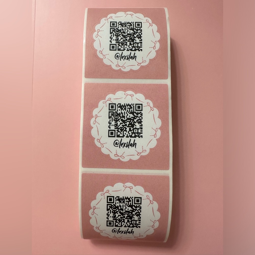 50 ct. Custom 2” Pink Bows Shipping Stickers- Packaged With Love - Picture 6 of 9